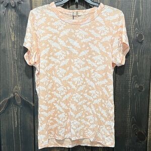 NWT Rag & Bone All Over Summer Floral Tee L Pink Multi Boho Casual Stretch Peach